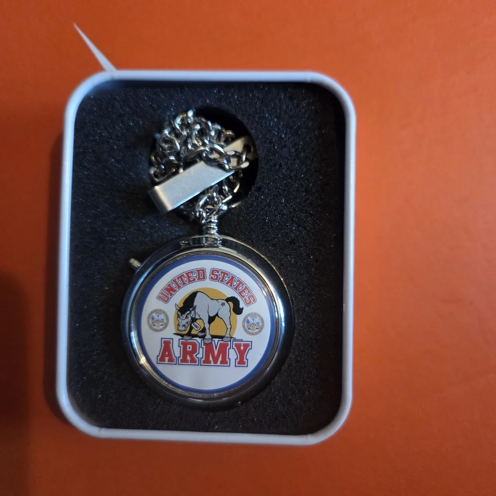 United States Army Silver Keychain And Pocket Watch By Westminster